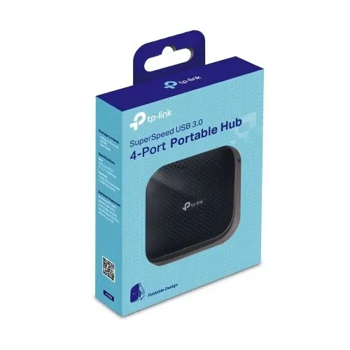 TP-Link UH400 USB Hub,  mini-size, 4 ports, USB 3.0, Built-in USB connector cable 3