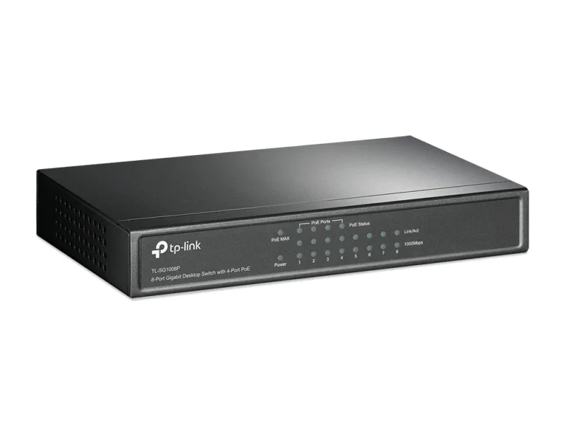 TP-LINK TL-SG1008P, 8-Port Gigabit Desktop PoE Switch, 8 Gigabit RJ45 ports including 4 PoE ports, 53W PoE Power supply, steel case 2