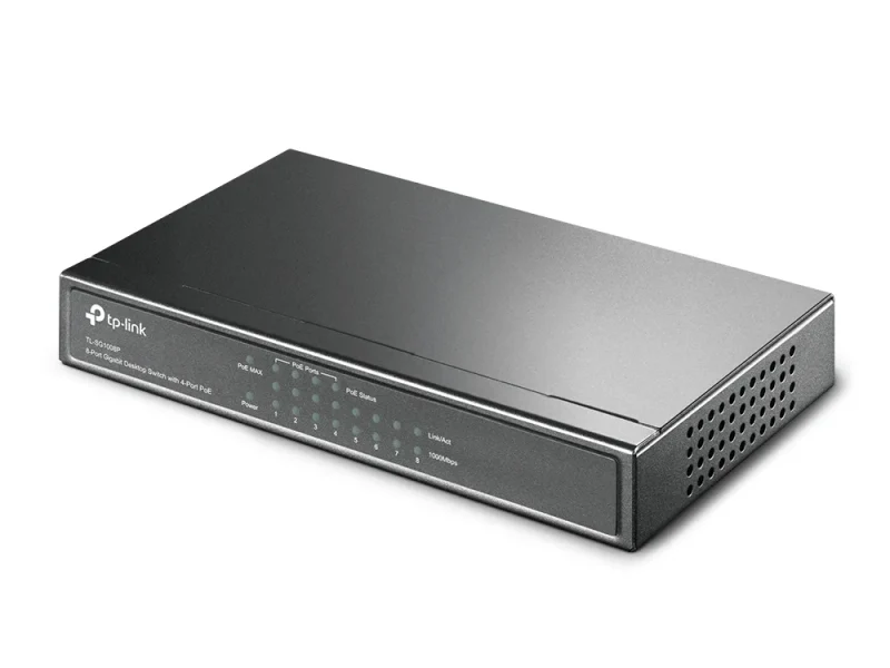 TP-LINK TL-SG1008P, 8-Port Gigabit Desktop PoE Switch, 8 Gigabit RJ45 ports including 4 PoE ports, 53W PoE Power supply, steel case 3