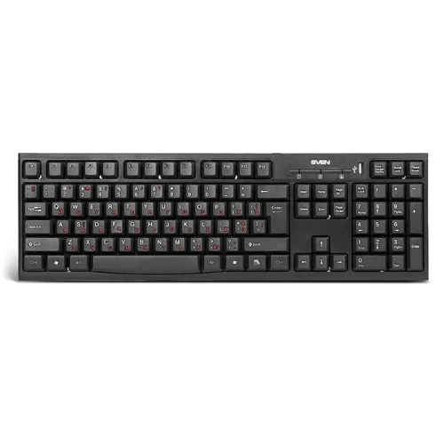 SVEN Standard 304 USB+HUB, Keyboard, USB 2.0 Hub 1-port, Black