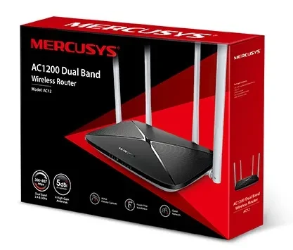 Wireless Router MERCUSYS AC12 / AC1200 Dual Band / Wi-Fi5 / 1WAN+4LAN / 4 external antennas 4