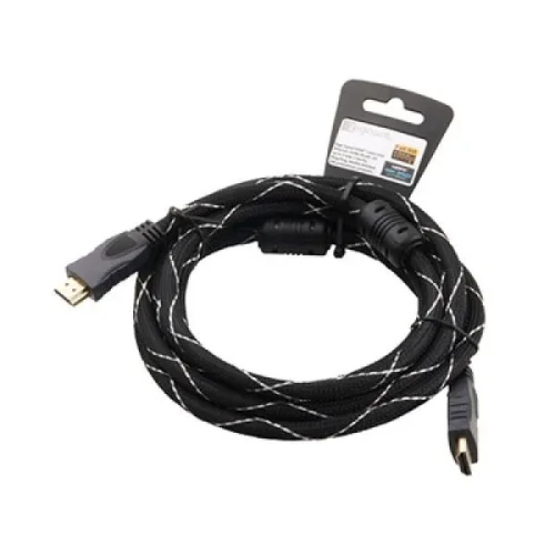 Cable HDMI - 1.5m - Brackton "Professional" K-HDE-BKR-0150.BS, 1.5 m, High Speed HDMI® Cable with Ethernet, male-male, 4K 60p, braid 100% copper 2160p, golden contacts, triple shielded, 2 ferrites,dust caps, black/silver nylon sleeve