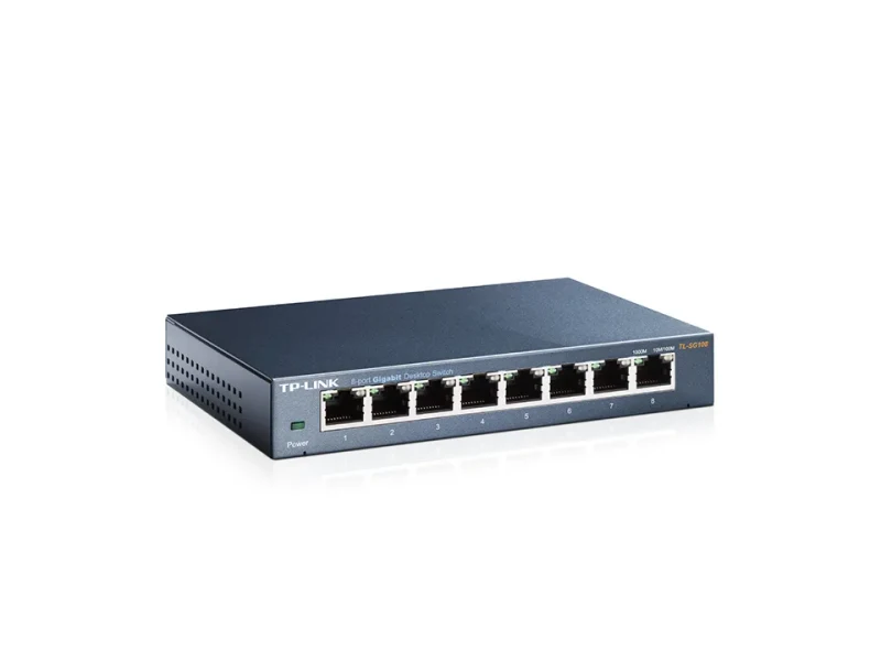 TP-LINK TL-SG108  8-port Gigabit Switch, 8 10/100/1000M RJ45 ports, steel case, QoS, IGMP Snooping 3