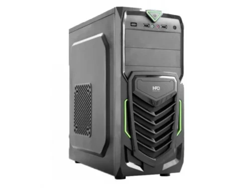 HPC B-13  ATX Case, with PSU (500W, 24 pin, 1x 4pin, 2xSATA, 2x IDE, 1x FDD, 12cm black fan), 1xUSB3.2, 2xUSB2.0 / HD Audio, Black + Green decoration