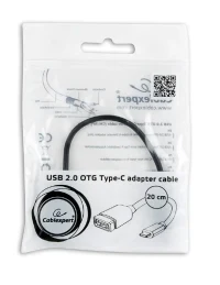 Adapter Type-C-USB2.0 - Gembird  A-OTG-CMAF2-01, USB 2.0 OTG type-C (male) to type-A (female) adapter cable, Black 2