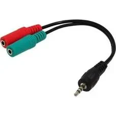 Audio cable 3.5mm - 0.2 m - Cablexpert CCA-417, 3.5mm 4-pin plug to 3.5mm stereo + microphone sockets adapter cable, allows connecting standard headsets and microphones to tablets, netbooks, ultrabooks etc., Black