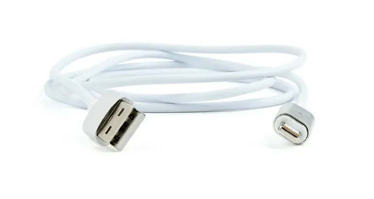 Cable 8-pin 1m - CC-USB2-AMLMM-1M, Magnetic USB 2.0 to 8-pin male connector cable, silver, 1 m 3