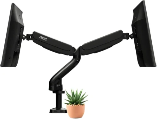Arm for 2 monitors 13”-31.5” -  AOC AD110D0 Black, Desk Clamp/Grommet, Aluminum structure, Gas spring, Height adjustment, Max.Load: 2-9kg, Tilt: '-90°~+85°, Swivel:180°, Rotation:360°, Hidden cable management, VESA 75/100