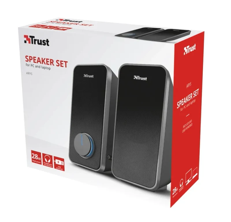 Boxe 2.0 Trust Arys Black / 28W / 3,5 AUX / USB power 4