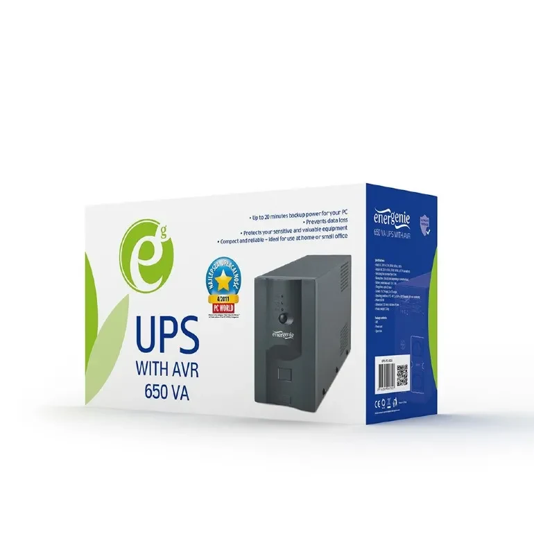 Gembird Power Cube UPS-PC-652A, 650VA / 390W, UPS with AVR,  2x C13 output, without power extension cable 2