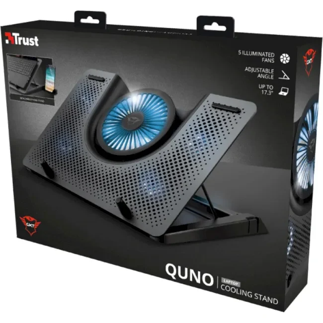 Trust Gaming GXT 1125 Quno, 17.4” Premium LED-illuminated gaming laptop cooling stand with 5 fans, Black 5