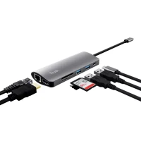Adaptor Multiport Trust Dalyx/ USB-C/ 1xUSB-C/ 2xUSB-A/ HDMI/ RJ45/ SD/ microSD