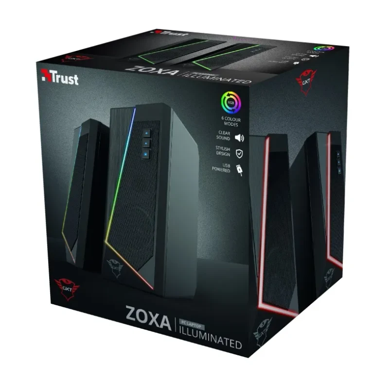 Boxe Gaming 2.0 Trust GXT 609 Zoxa, Black / 12W / 3,5 AUX / USB power 6