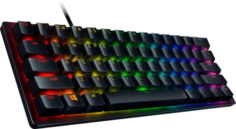 RAZER Huntsman Mini Gaming Keyboard, 60% Form Factor, Clicky Optical Switch - Red, Doubleshot PBT Keycaps With Side-Printed Secondary Functions-  RU Layout 2