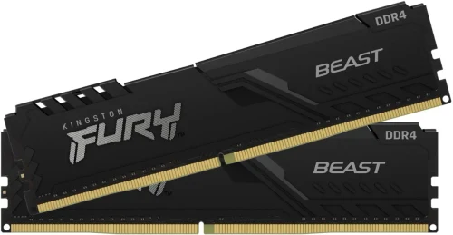 16GB (Kit of 2*8GB) DDR4-3600  Kingston FURY® Beast DDR4, PC28800, CL17, 1.35V, Auto-overclocking, Asymmetric BLACK low-profile heat spreader, Intel XMP Ready  (Extreme Memory Profiles)