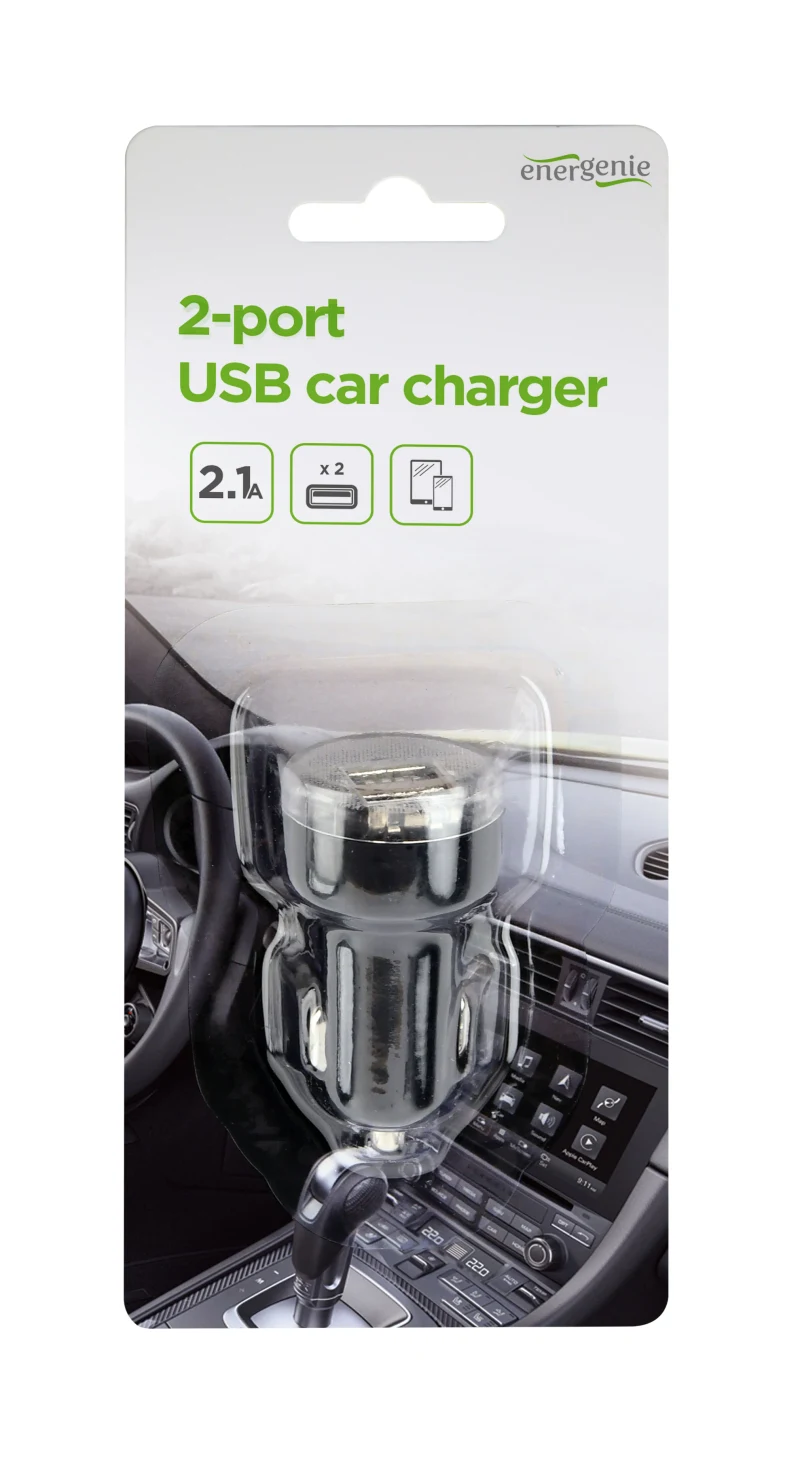USB Car Charger - EnerGenie EG-U2C2A-CAR-02, 2-port USB car charger, 2.1 A, black 3