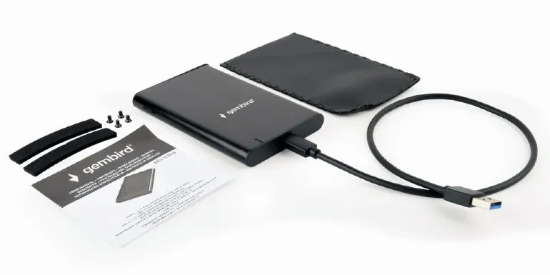 Gembird EE2-U3S-6, USB 3.1 2.5'' enclosure with USB Type-C port, brushed aluminum, Black 5