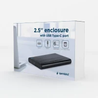 Gembird EE2-U3S-6, USB 3.1 2.5'' enclosure with USB Type-C port, brushed aluminum, Black 6