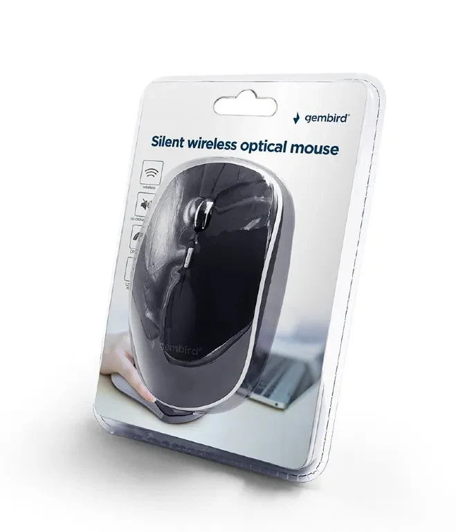 Gembird MUSW-4BSC-01, Silent Wireless Optical mouse, 2.4GHz, 4-button, 800 - 1600dpi, Type-C receiver, Black 3