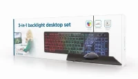 Gembird KBS-UML-01, 3-in-1 backlight desktop set, US layout, Black 7