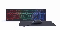 Gembird KBS-UML-01, 3-in-1 backlight desktop set, US layout, Black