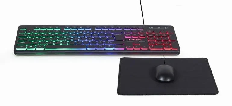 Gembird KBS-UML-01, 3-in-1 backlight desktop set, US layout, Black 2