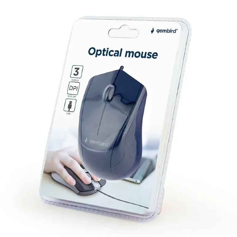 Gembird MUS-3B-02, Optical Mouse, 3-button, 1000dpi, USB, 1.35m cable, Black 4