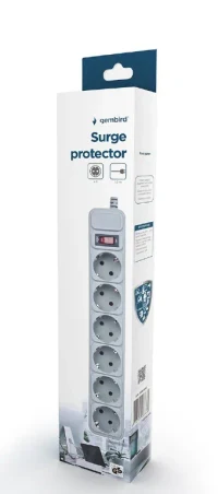 Gembird Surge Protector SPG6-B-6C, 6 Sockets, 1.8m, up to 250V AC, 16 A, safety class IP20, Grey 2