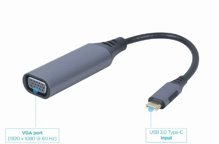 Adaptor Gembird  A-USB3C-VGA-01, USB Type-C to VGA 3