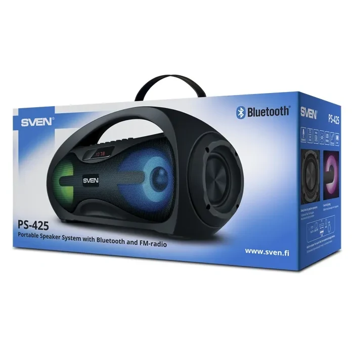 Boxa portabila SVEN PS-425 Black / 12W / Bluetooth / FM tuner / USB / microSD 8