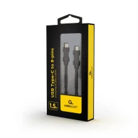 Cable Type-C to 8-pin (Lightning) - 1.5 m - Cablexpert CC-USB2-CM8PM-1.5M, Connectors: USB type-C (male), 8-pin (male) Black 2