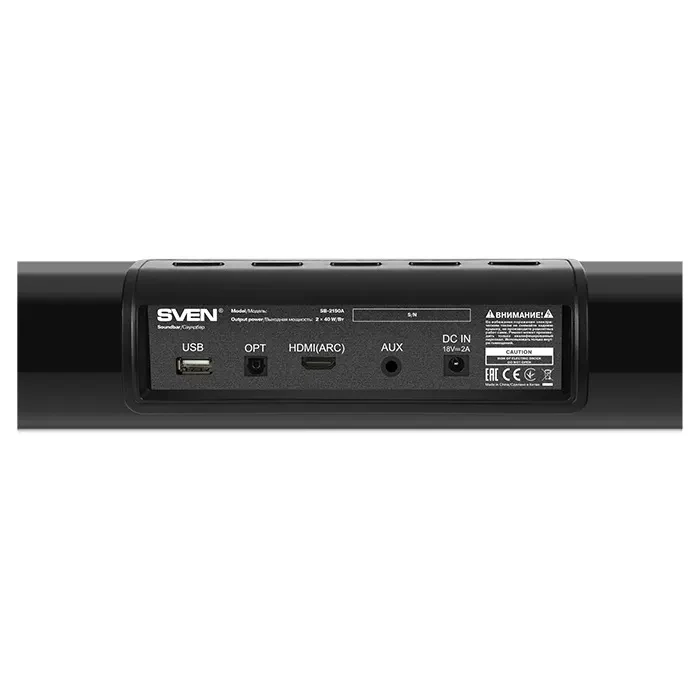 SVEN Soundbar SB-2150A, black (180 W, USB, display, RC, Optical, Bluetooth, wireless subwoofer) 7