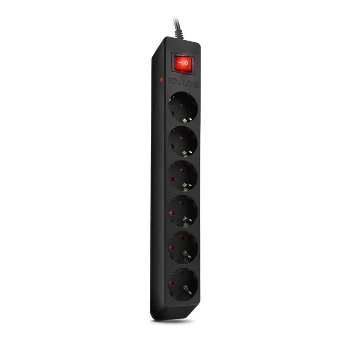 Surge Protector SVEN Optima, 6 Sockets with children protection, 5m, Black 6