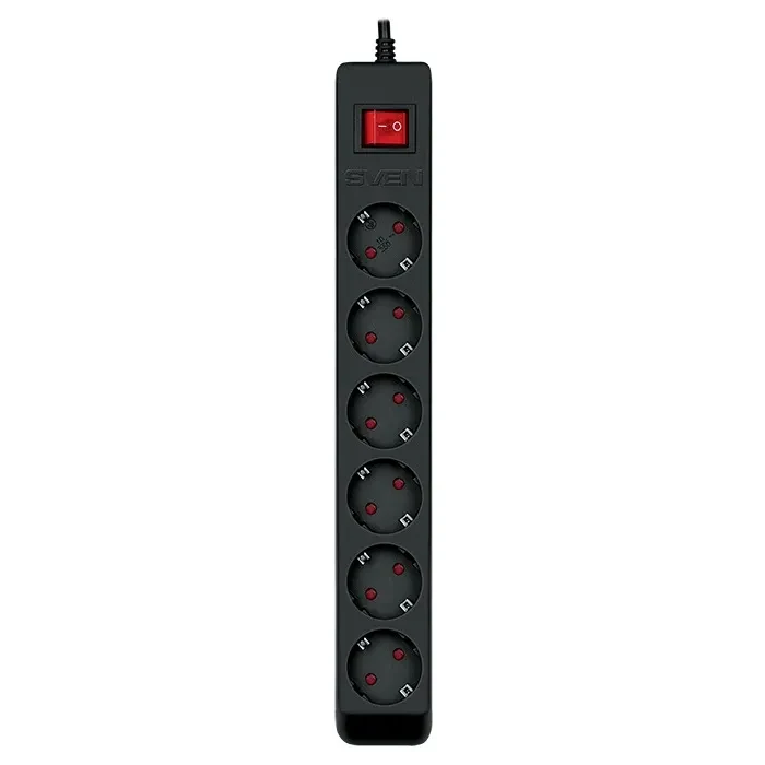 Surge Protector SVEN Optima, 6 Sockets with children protection, 5m, Black 7