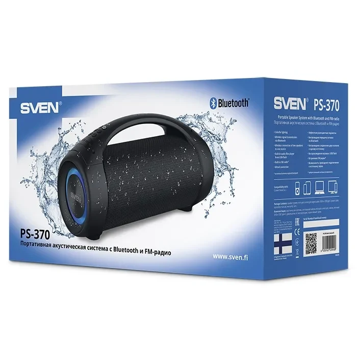 Boxa portabila SVEN PS-370 Black / 40W / Bluetooth / FM tuner / USB / microSD / TWS 12