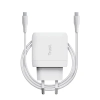 Trust Maxo 45W Universal USB-C Charger,  Charging technology USB-C, USB PD 3.0 + PPS, output (5, 9, 12, 15, 20V; max 3A), with included 2m USB-C cable, White 5