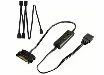XILENCE LQZ.ARGB_Set Cable (XZ172), Cooling Control Set for  ARGB components: 5V D/P 3PIN connections, 1x Mini Cable Controller, 1x 1 to 4 ARGB Splitter