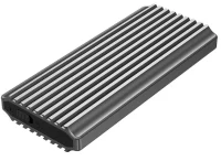 USB enclosure for M.2 NVMe drives, USB 3.1 gen 2 (10 Gbps), RGB LED backlight, aluminum, support: M.2 of 22 mm 2230, 2242, 2262, 2280, SATA and NVMe; M-, B-, M+B key, 0.20m cable USB-C/A 2