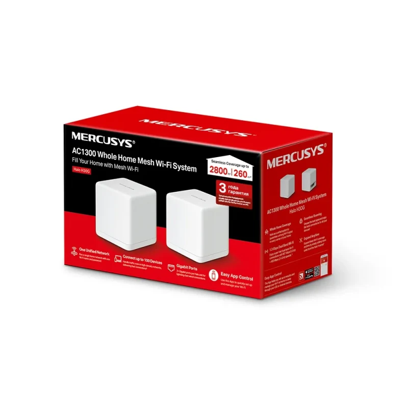 Mesh Wi-Fi System MERCUSYS Halo H30G (2-pack)  / AC1300 Dual Band / 2 x Gigabit LAN Port 5