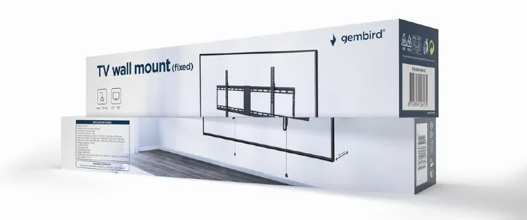 TV-Wall Mount for 43 -90”- Gembird ”WM-90T-01”, Tilt, max. 70 kg, Distance TV to Wall: 49 mm, max. VESA 800 x 400, Black 3