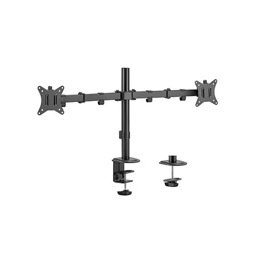 Arm for 2 monitors 17”-32”  Gembird MA-D2-01, Adjustable desk 2-display mounting arm (rotate, tilt, swivel),  VESA 75/100, up to 9 kg, black