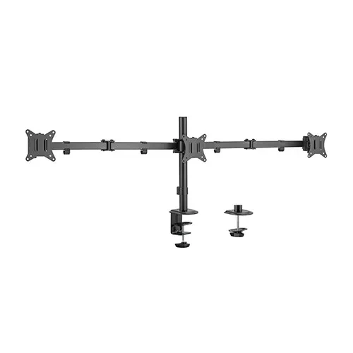 Arm for 3 monitors 17”-27”  Gembird MA-D3-01, Adjustable desk 3-display mounting arm (rotate, tilt, swivel), up to 7 kg,  VESA 75/100, black