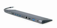 Hub Multiport Gembird A-CM-COMBO9-01/ USB-C/ 5xUSB-A/ 1xUSB-C/ HDMI/ VGA/ RJ45/ miniJack 3.5mm/ SD/ microSD