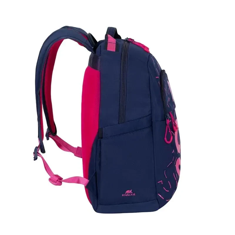 Everyday Backpack RivaCase Heide, 15.6", Polyester, Dark Blue/Pink 6