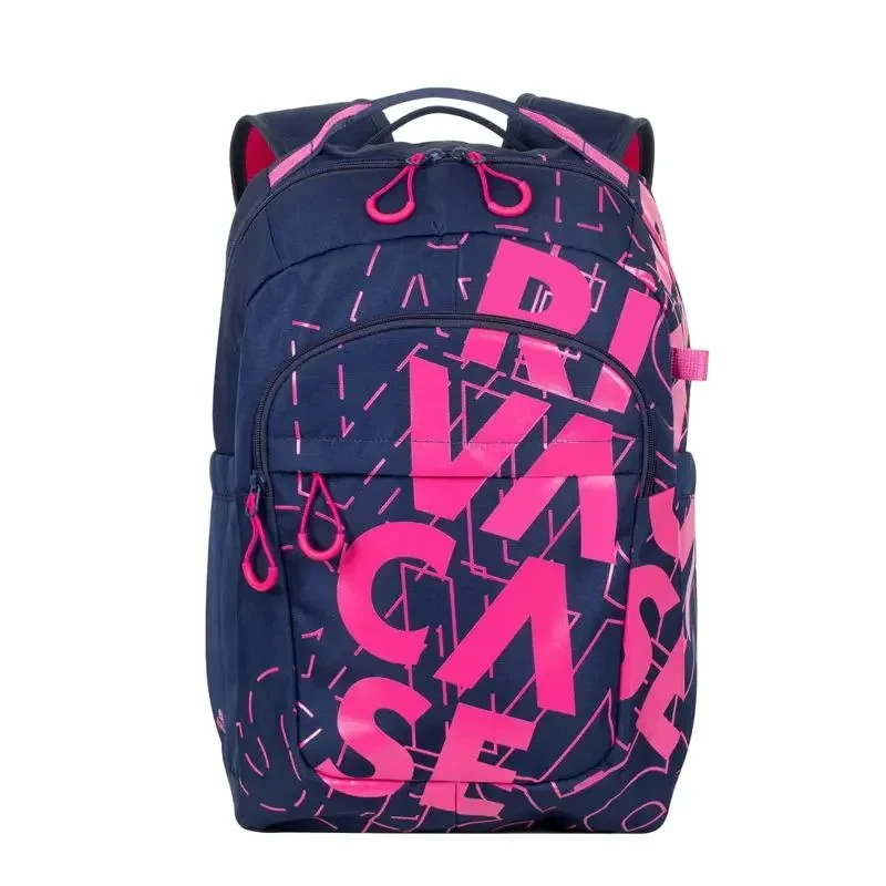 Everyday Backpack RivaCase Heide, 15.6", Polyester, Dark Blue/Pink 10