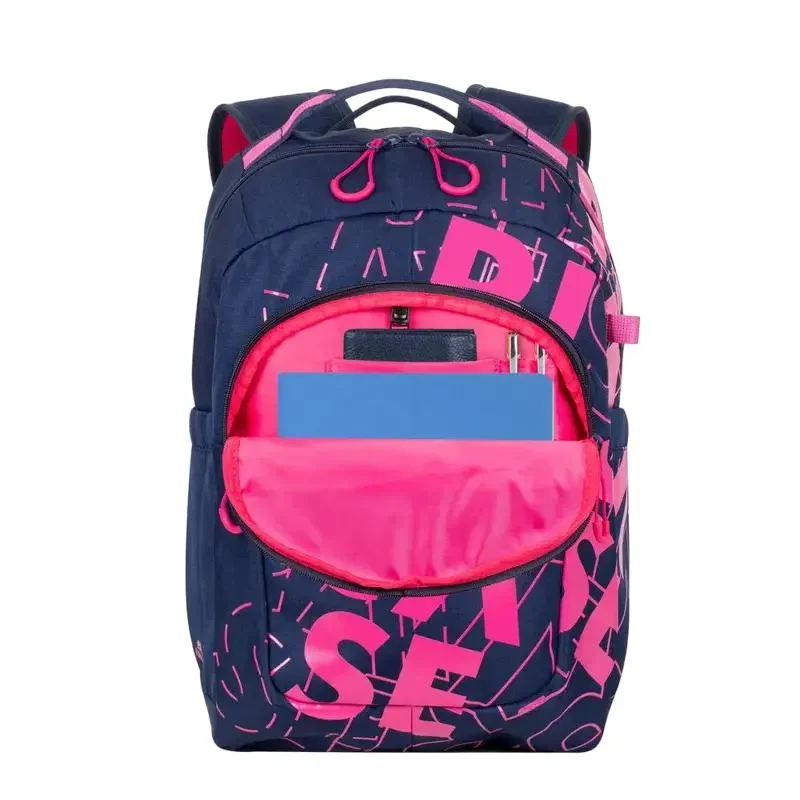 Everyday Backpack RivaCase Heide, 15.6", Polyester, Dark Blue/Pink 3
