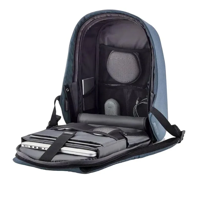 Laptop Backpack Bobby Hero Small, 13.3", PU Leather, Blue 5