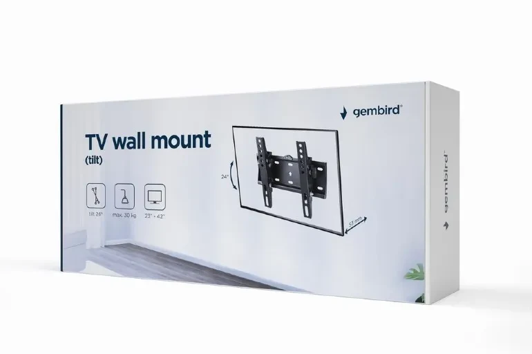 TV-Wall Mount for 23-42”- Gembird ”WM-42T-02”, Tilt, max. 30 kg, Distance TV to Wall: 53 mm, max. VESA 200 x 200, Black 4
