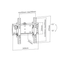 TV-Wall Mount for 23-42”- Gembird ”WM-42T-02”, Tilt, max. 30 kg, Distance TV to Wall: 53 mm, max. VESA 200 x 200, Black 2