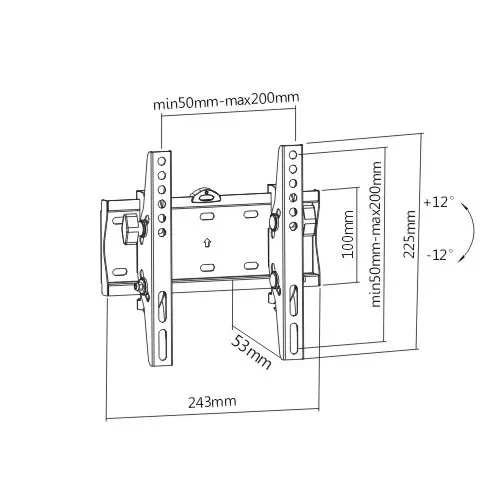TV-Wall Mount for 23-42”- Gembird ”WM-42T-02”, Tilt, max. 30 kg, Distance TV to Wall: 53 mm, max. VESA 200 x 200, Black 2